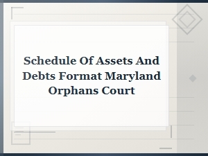 Maryland Orphans Court Schedule of Assets and Debts Format